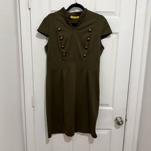 ✔️Structured Military-Style Olive Dress
